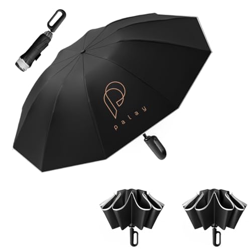 PALAY® Large Umbrella for Men Women with Reflective Strap,50'' Automatic Open/Close Windproof Travel Folding Umbrella,Reinforced 10 Dual Ribs 99 UV Protection with Carabiner Handle Design PALAY® Large Umbrella for Men Women with Reflective Strap,50'' Automatic Open/Close Windproof Travel Folding Umbrella,Reinforced 10 Dual Ribs 99 UV Protection with Carabiner Handle Design